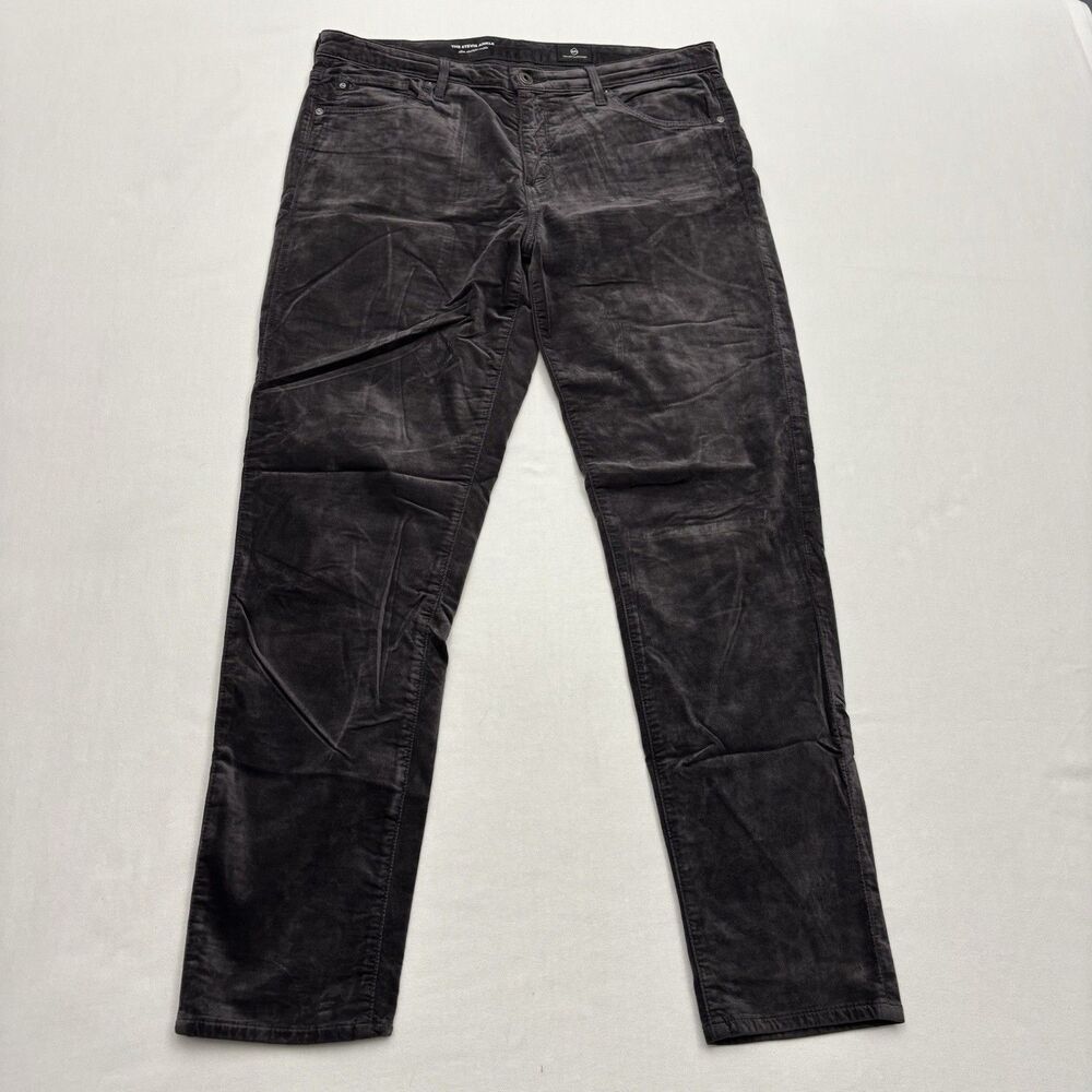 AG Adriano Goldschmied Stevie Ankle Pants Womens 31R Black Velvet Slim Straight